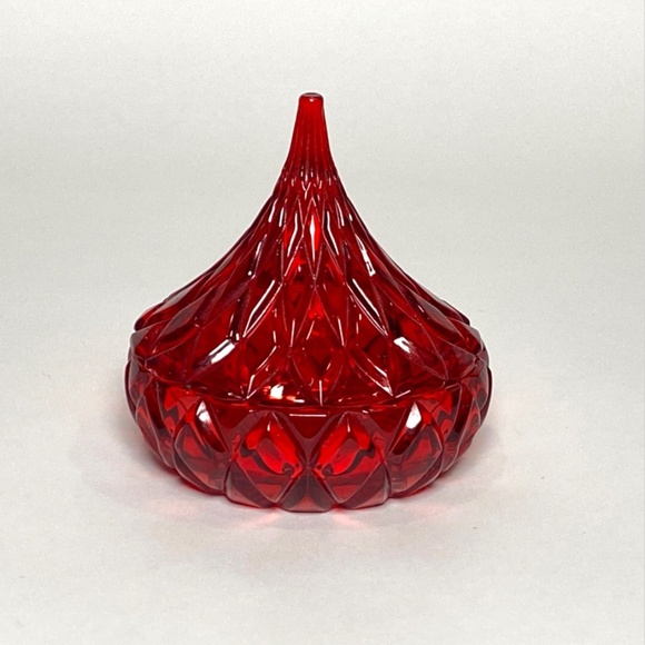 Vintage Shannon Designs of Ireland Lead Crystal Red Glass Candy Dish With Lid - Picture 2 of 14